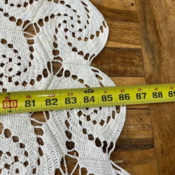 Antique Vintage Hand Crocheted Ivory Bedspread Tablecloth Coverlet 75”x86” - Picture 5 of 11